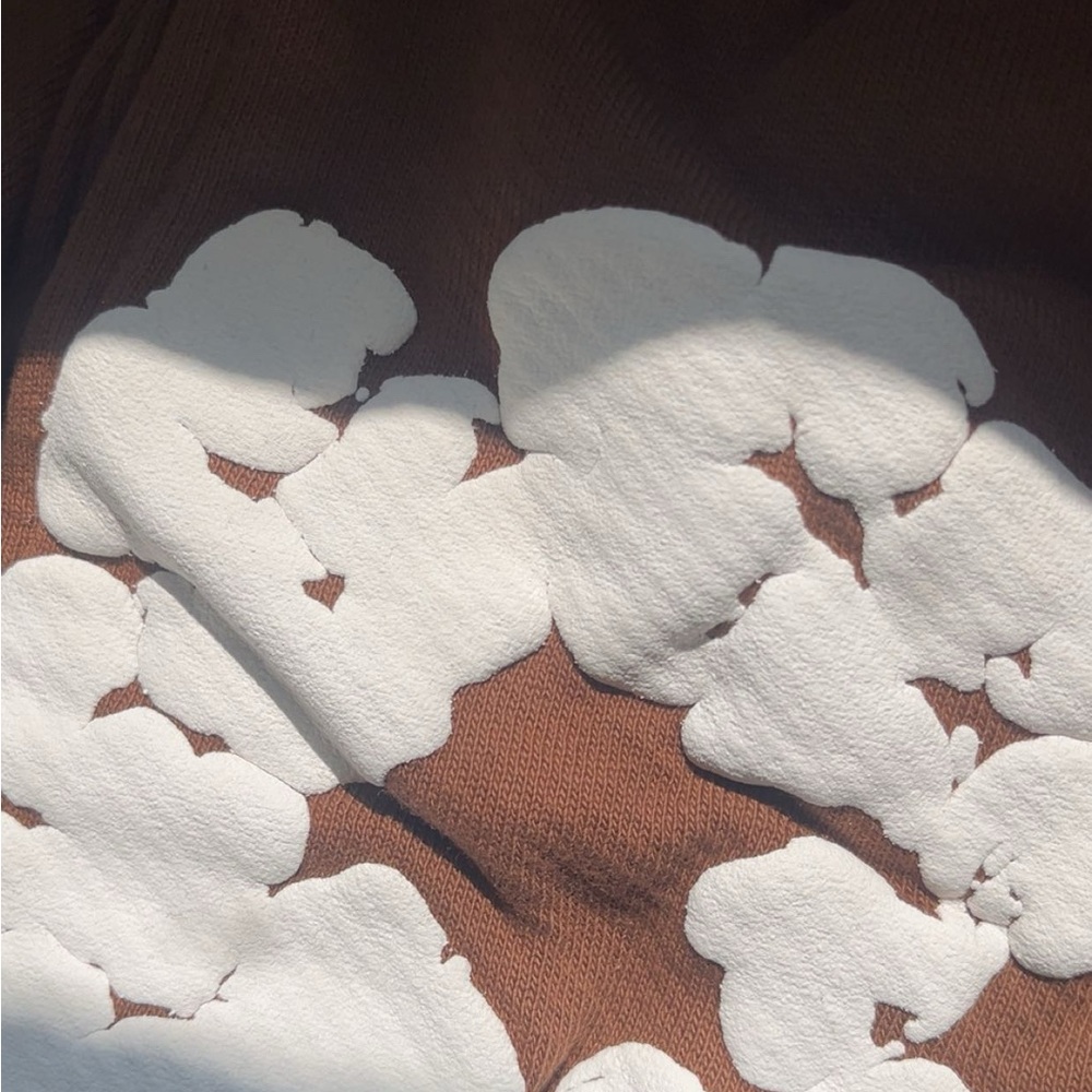 Brown and White Men's denim tear shorts